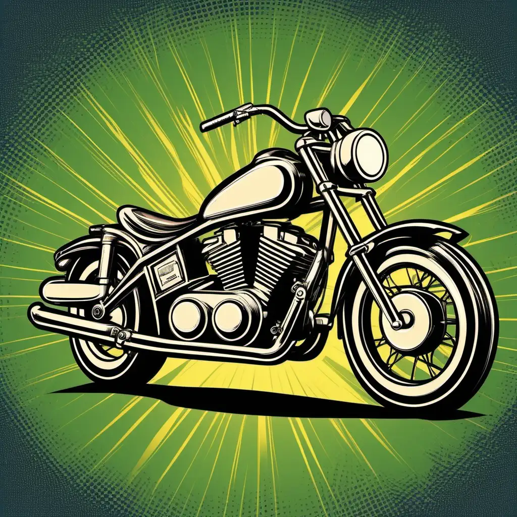 Classic Retro Comic Book Style Vintage Motorcycle TShirt Design