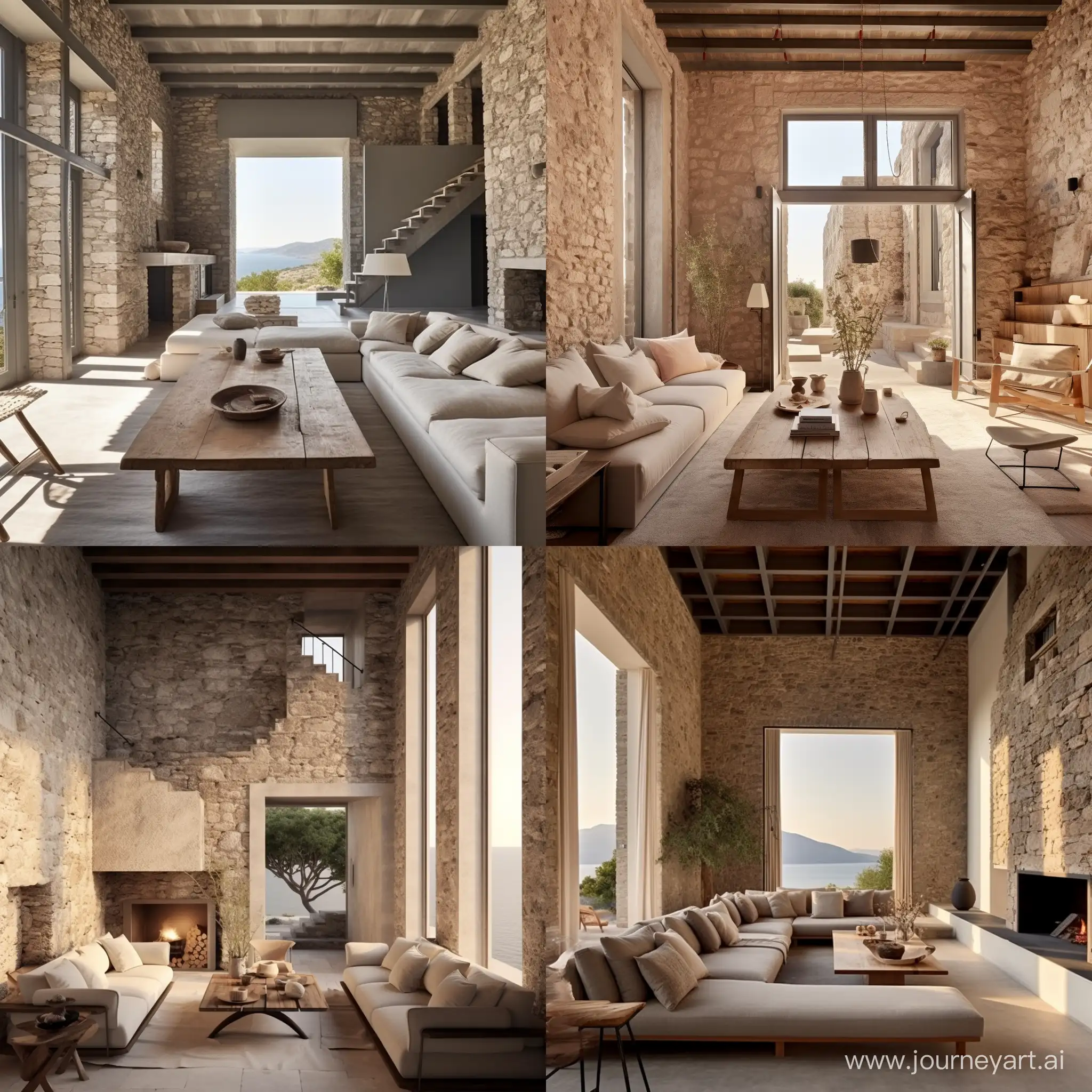 A tall ceiling stone house located in Aegina Greece