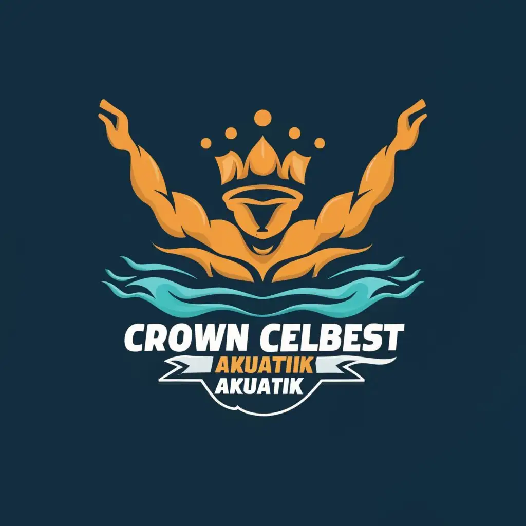 logo, SWIMMING, with the text "CROWN  CELEBEST AKUATIK 2024", typography, be used in Sports Fitness industry
