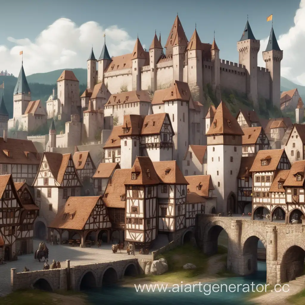 средневековый город с замком