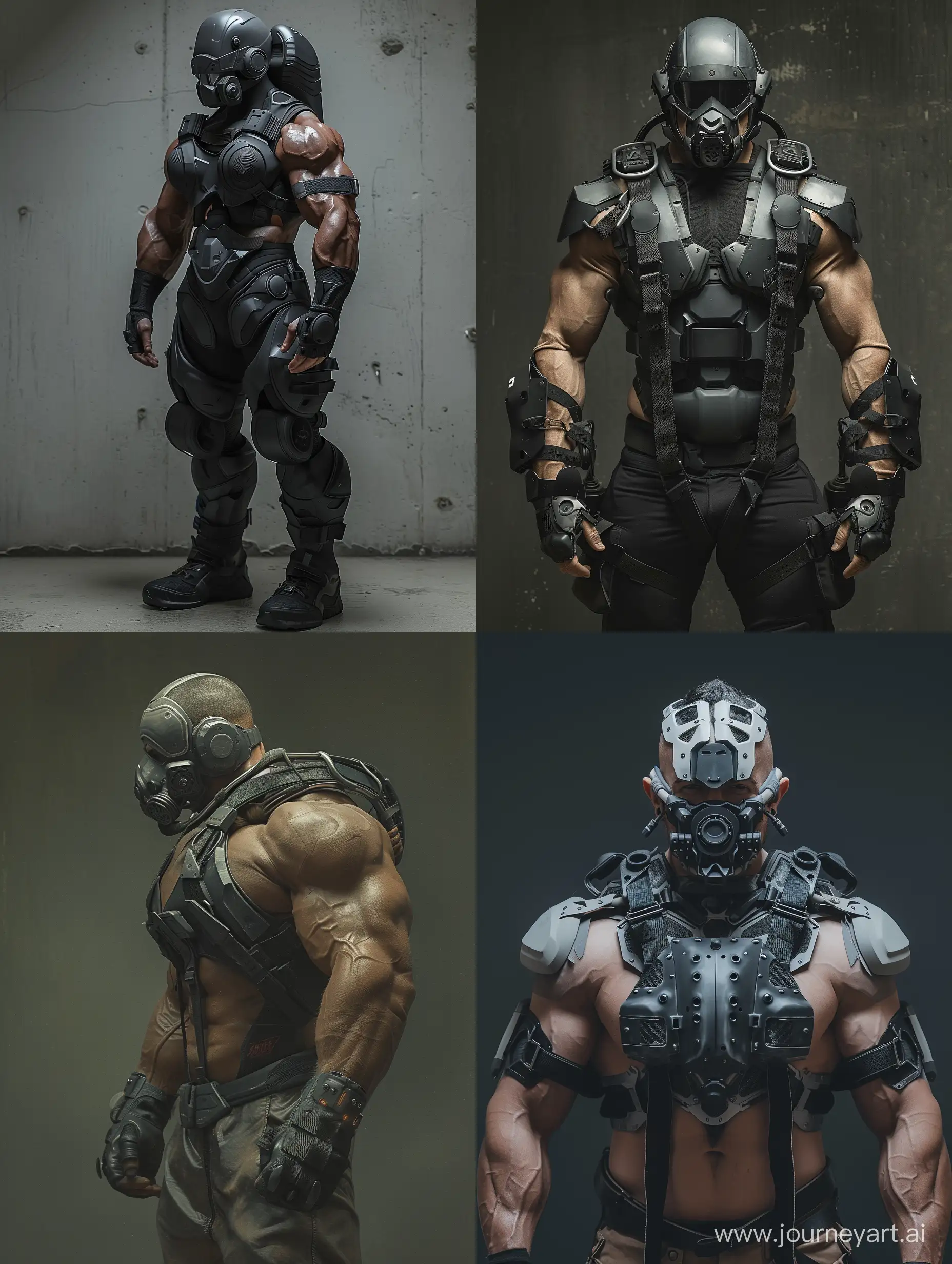 Futuristic-Cyborg-Weightlifter-in-Black-and-Gray-Power-Armor