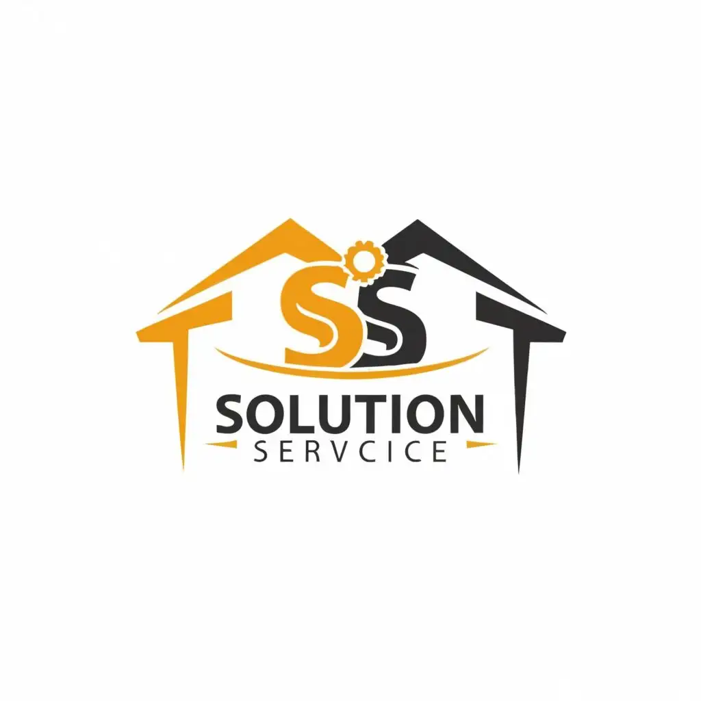 logo, SS, with the text "Solution Service", typography, be used in Construction industry
