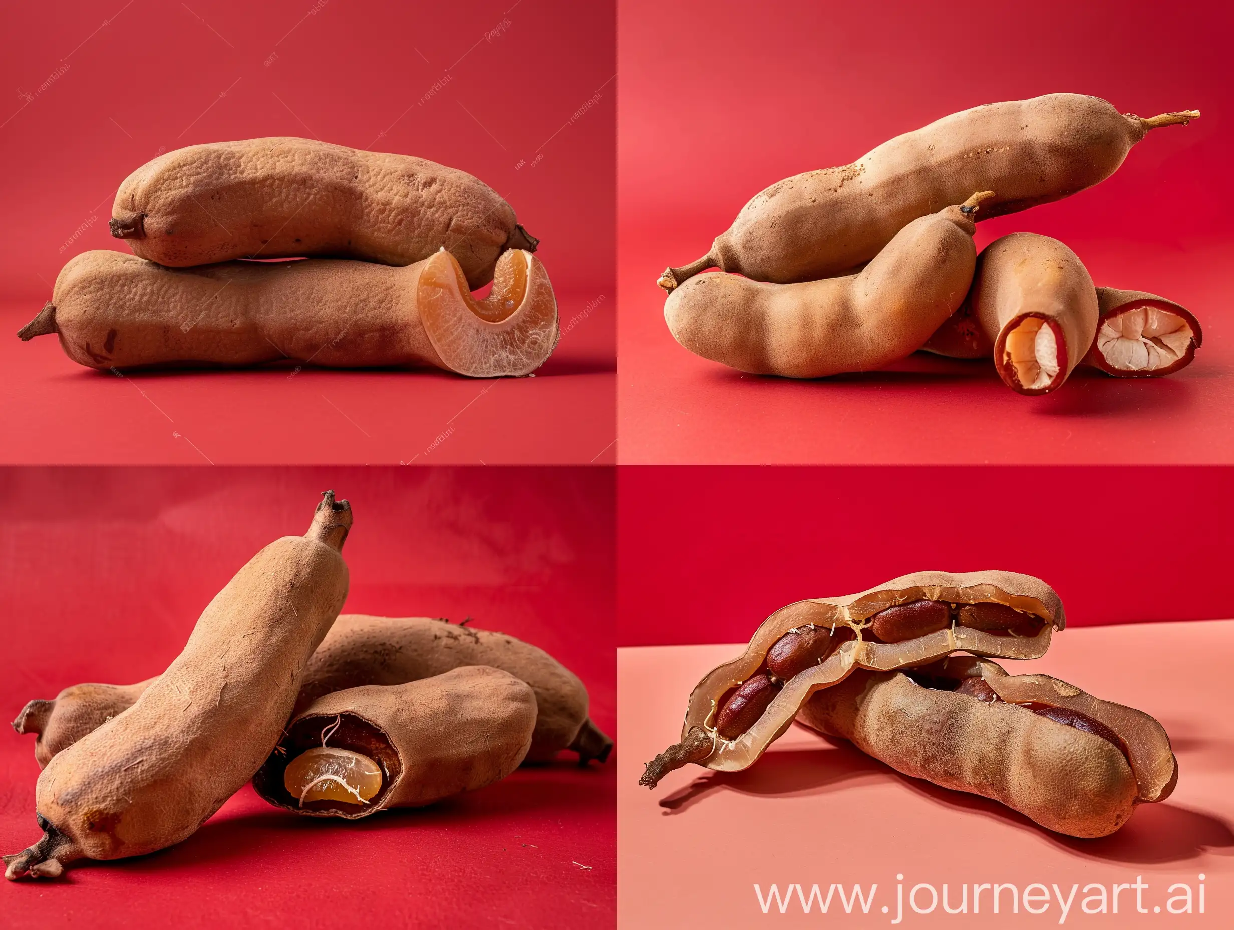 Studio photography with red background of tamarind