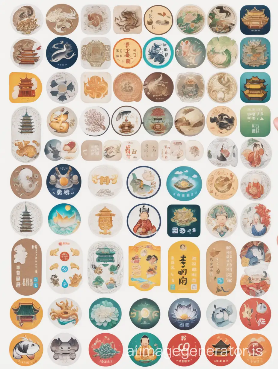 蛋仔 sticker pack, with white border, knolling layout, harmonious colors