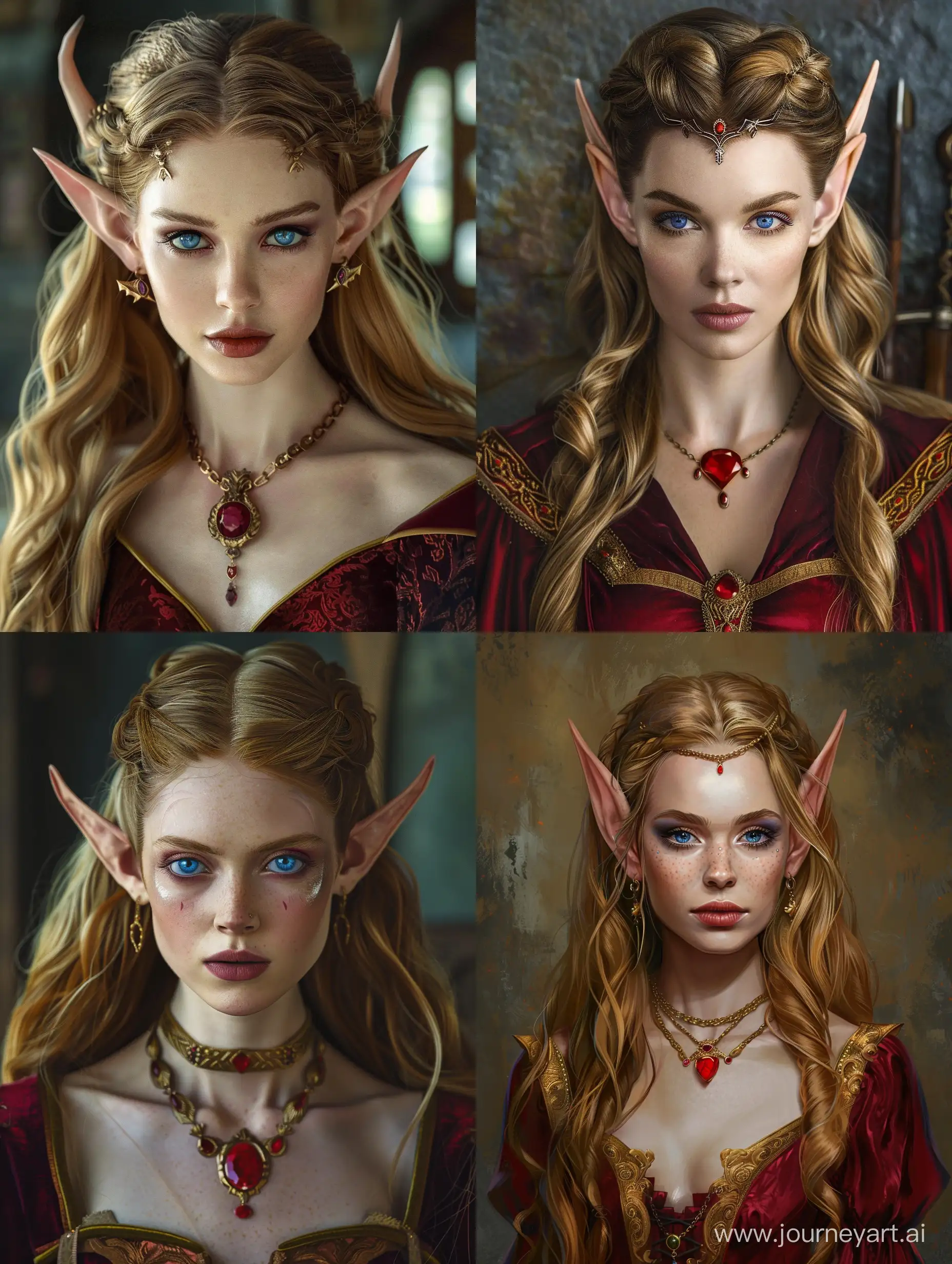 Francesca-Findabair-Elven-Beauty-with-KohlRimmed-Blue-Eyes-and-Ruby-Necklace