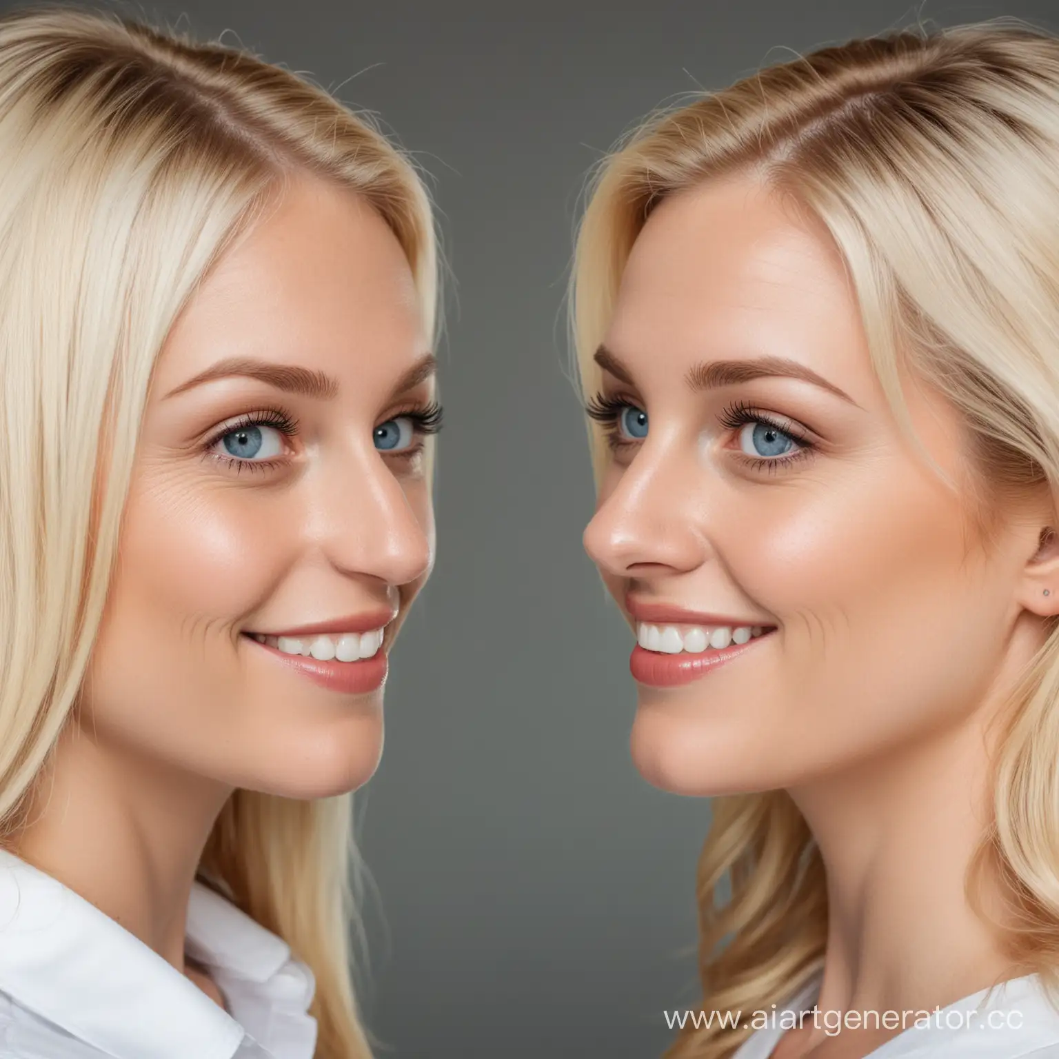 Blonde-Women-with-Blue-Eyes-Smiling-at-Each-Other