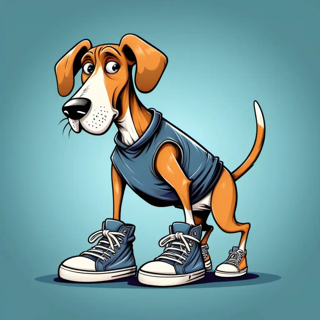 Amusing Cartoon Hound Dog in Stylish HighTop Sneakers