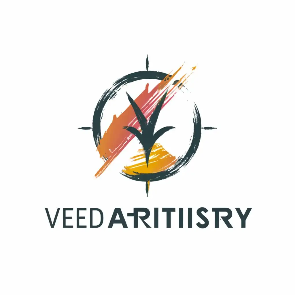 a logo design,with the text "VedaArtistry", main symbol:Ancient Art,Moderate,clear background