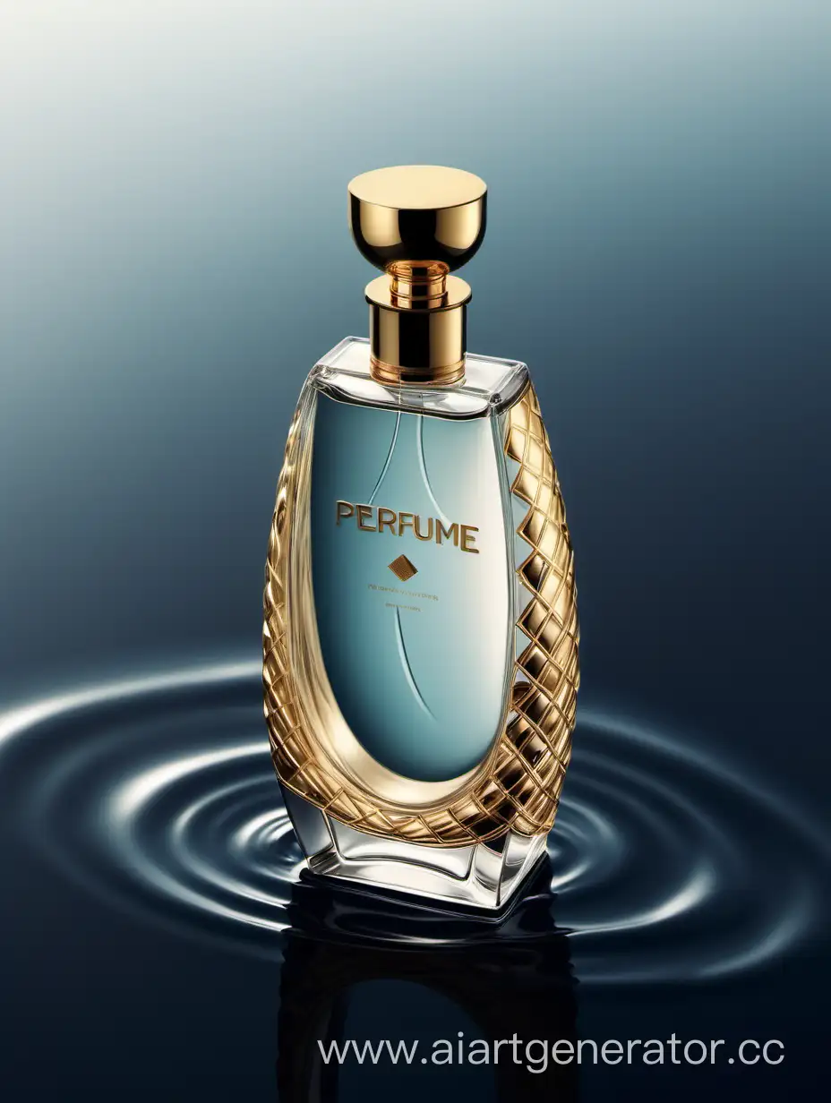 Luxurious-WaterInspired-Perfume-Bottle-with-Gold-Cap