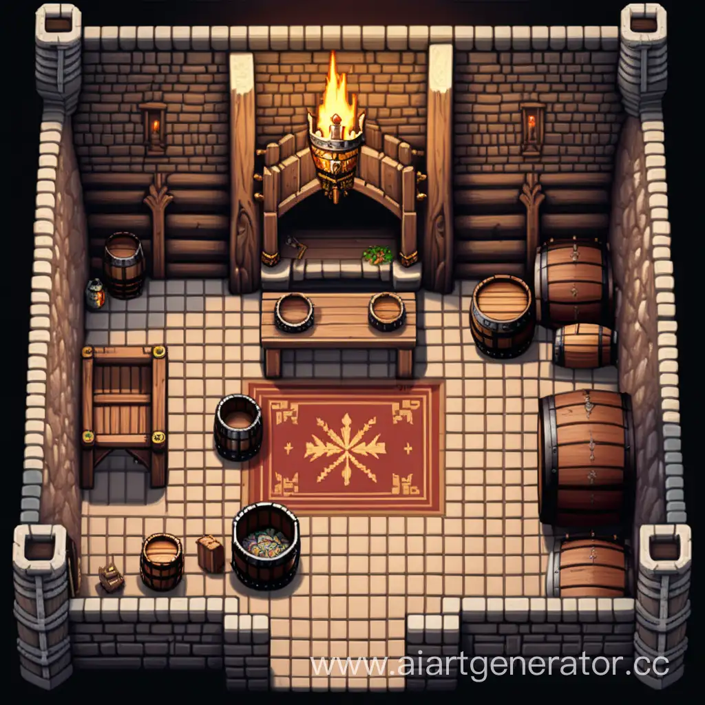 Medieval-Throne-Room-Pixel-Art-Kings-Throne-and-Clutter-Barrels