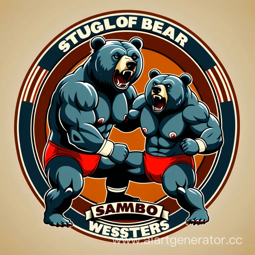 Борьба двух медведей борцов самбо логотип