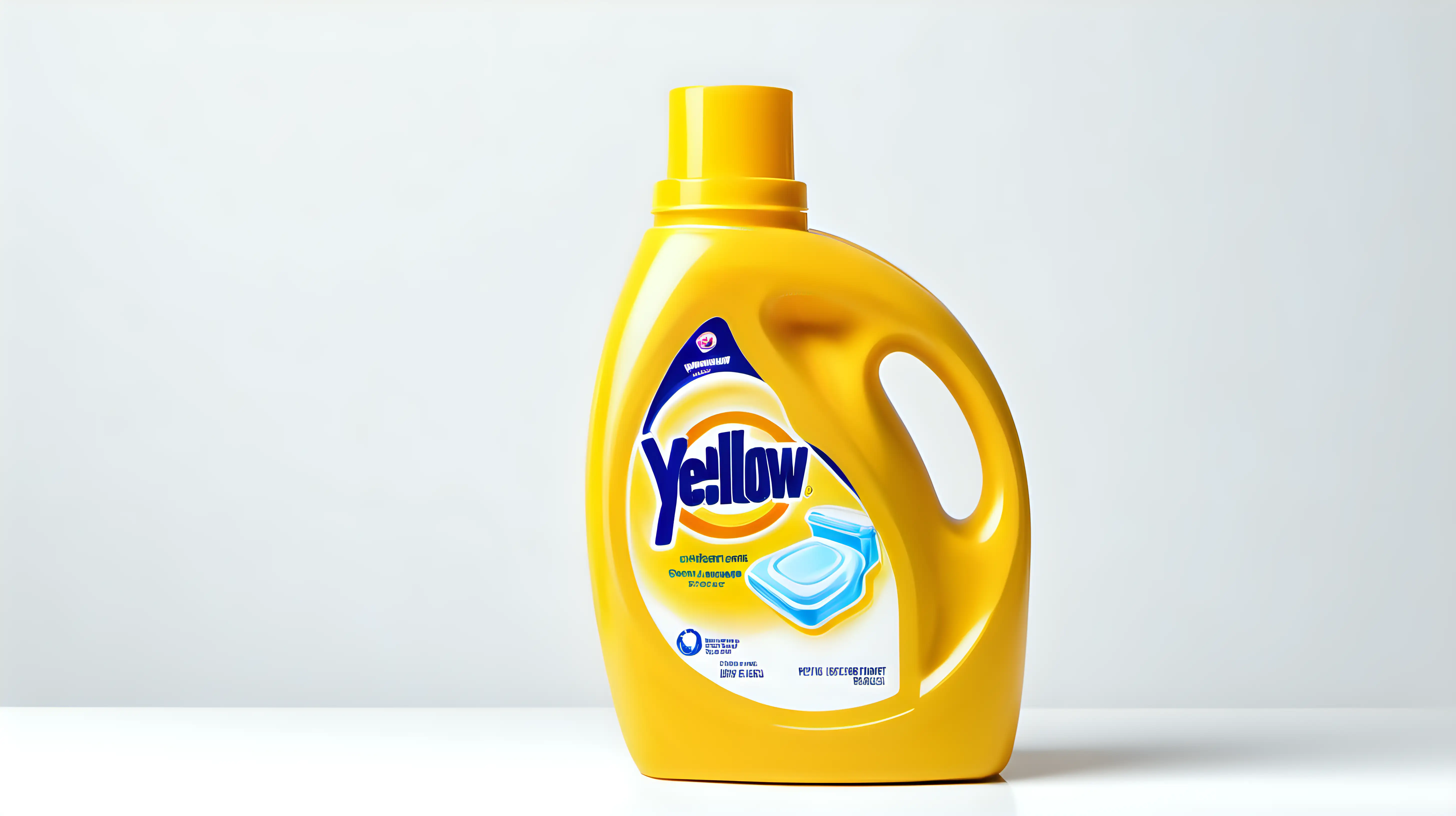 Vibrant Yellow Detergent Container on Clean White Background