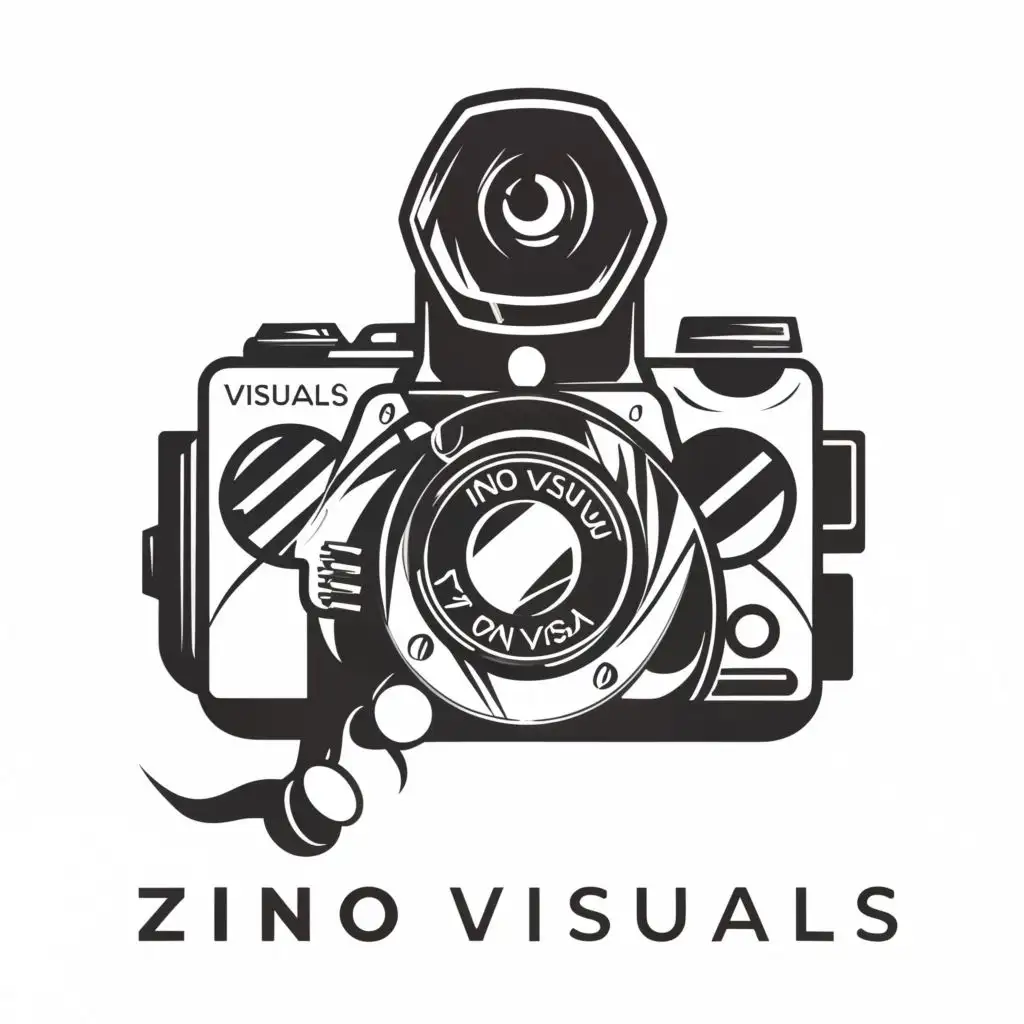 logo, A camera, with the text "Zino Visuals", typography
