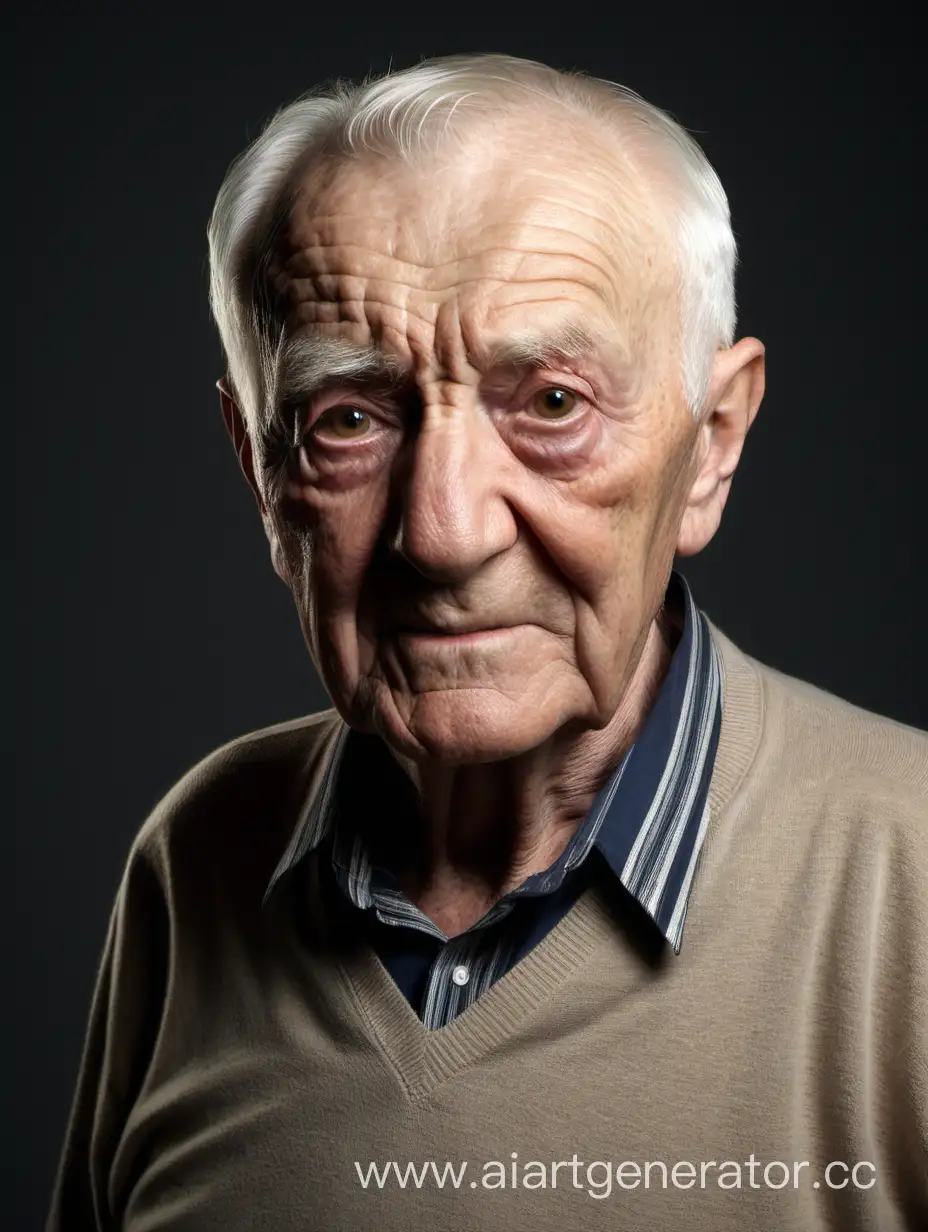 пожилой мужчина, фото по пояс, студийное освещение