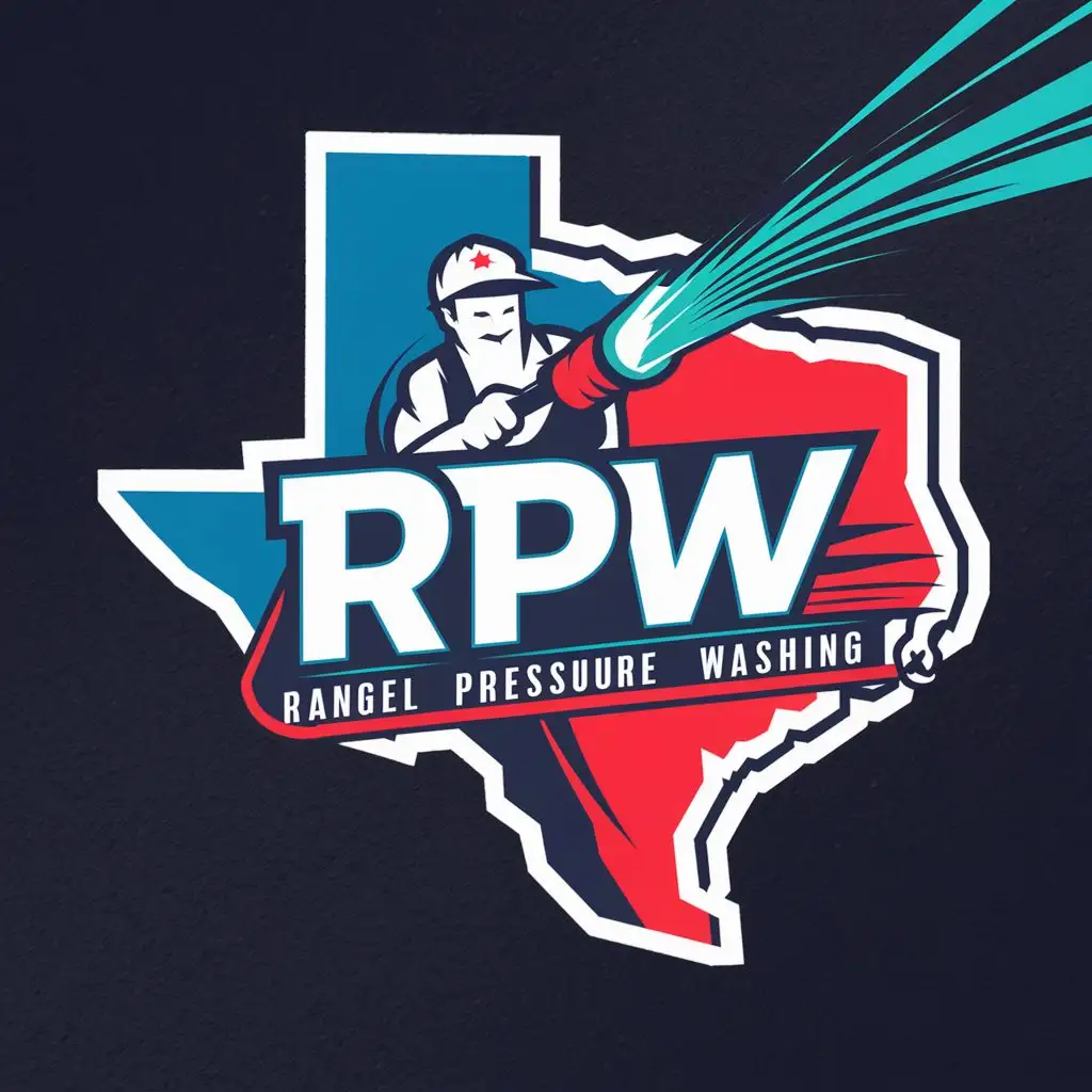 TexasThemed RPW Logo with Pressure Washing Worker
