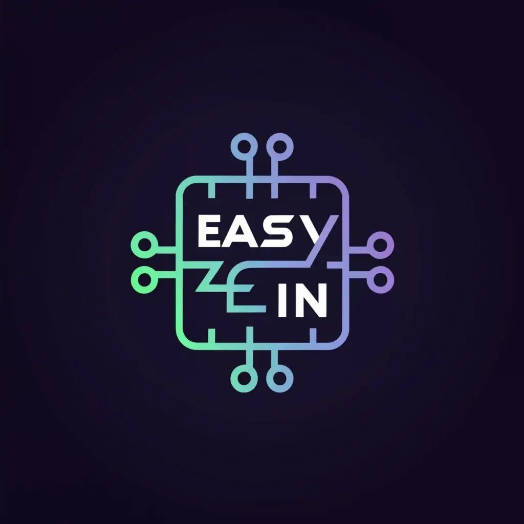 LOGO-Design-For-EasyIN-Technology-Inspired-Logo-with-Electronic-Chip-and-Chains