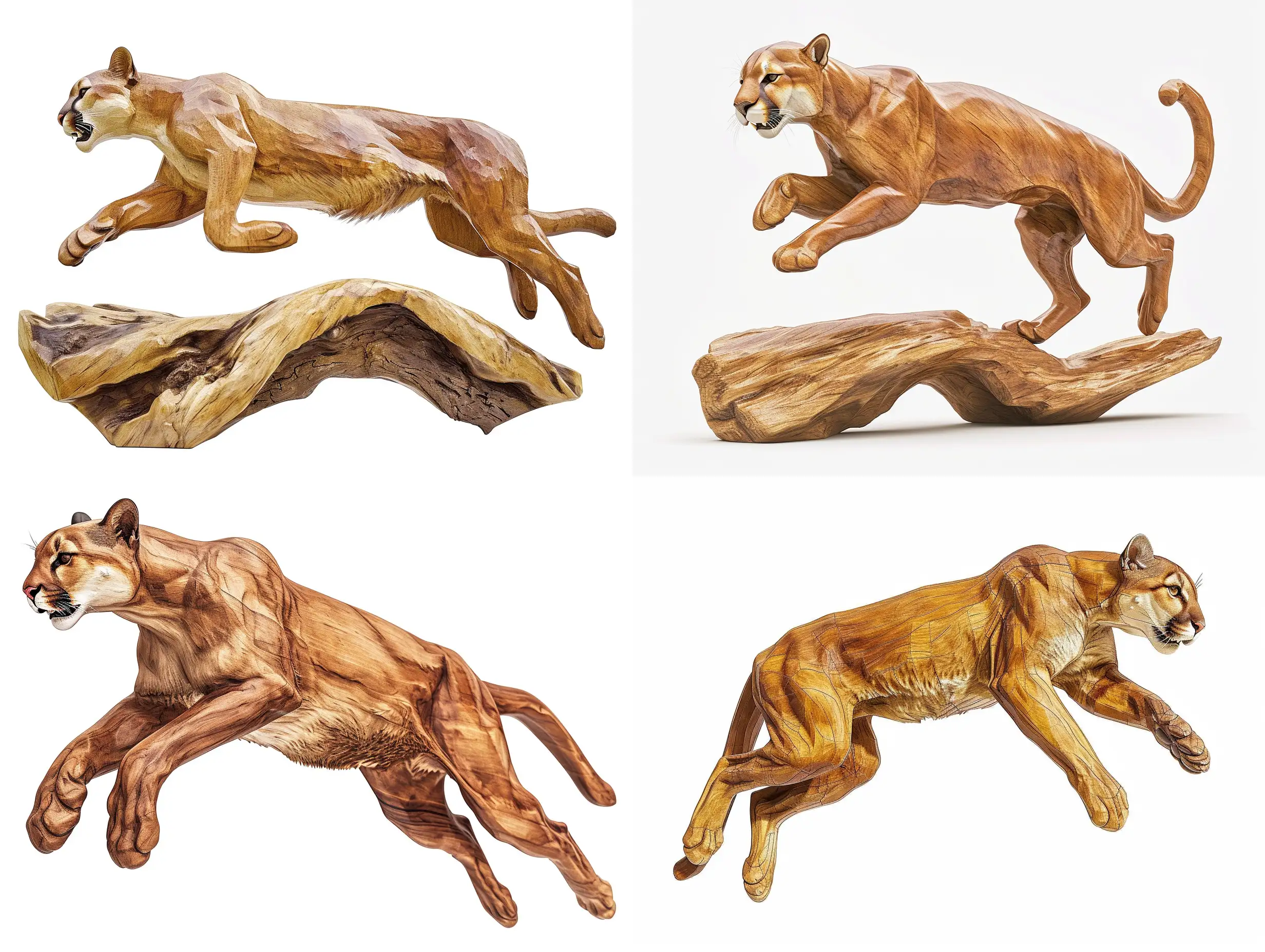Realistic-Wooden-Sculpture-of-Puma-Concolor-Jumping-in-8K-Render