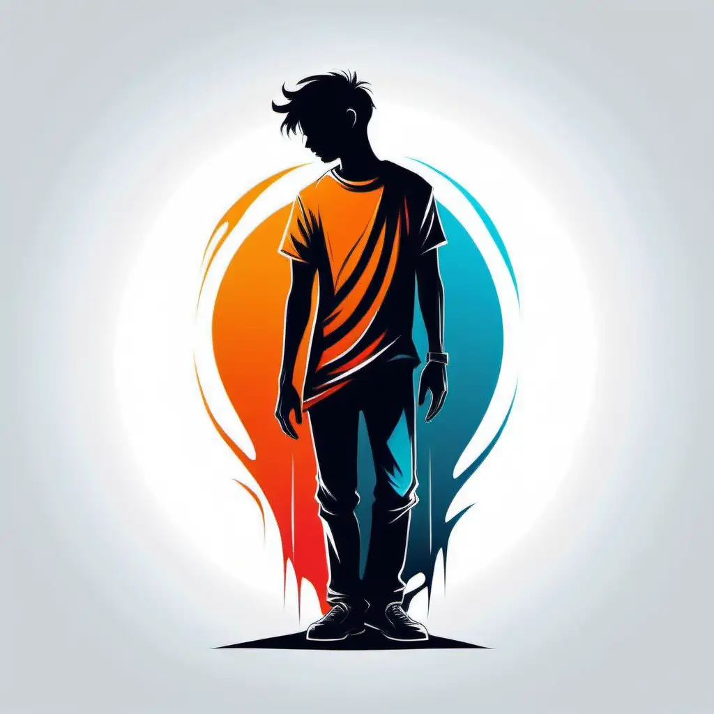 Silhouette of Emotional Solitude Vibrant Cartoon Vector Art