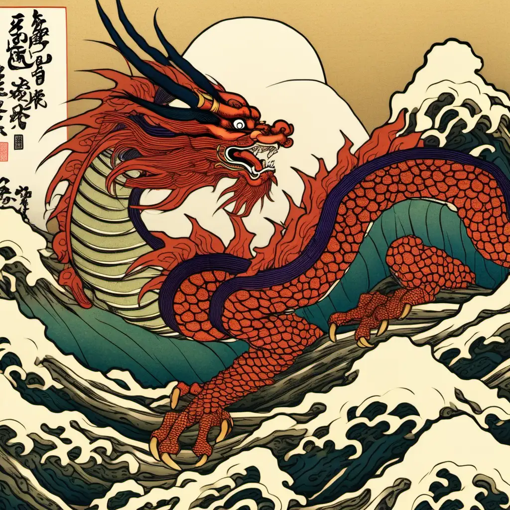 Ukiyo-e  Style image of a the wood dragon 