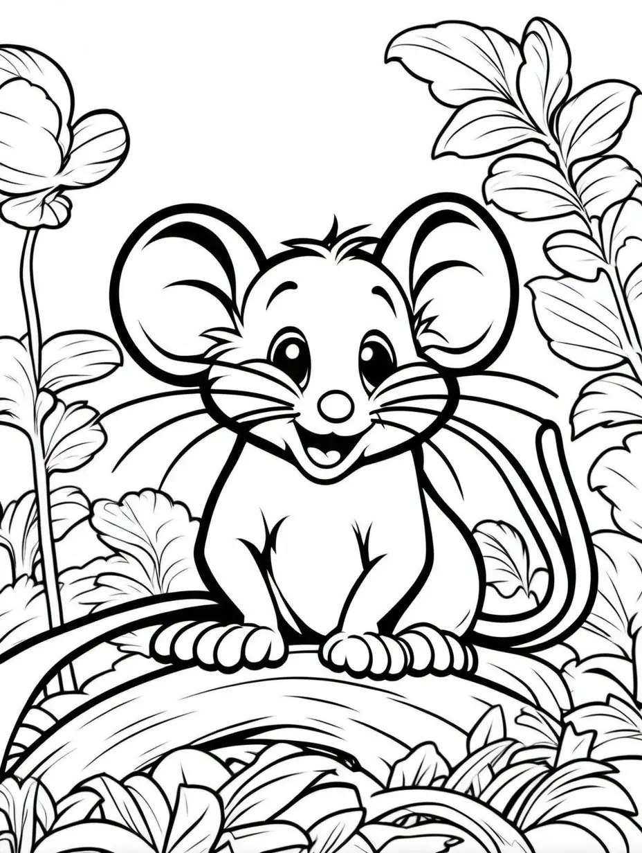 Playful Animated Mouse Coloring Page for Kids