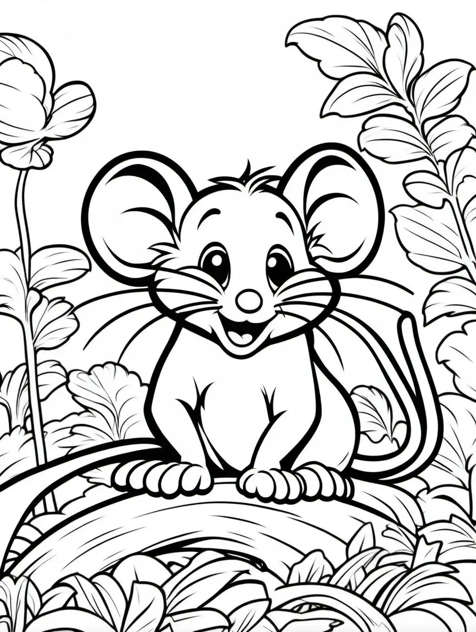 super Adorable little mouse line art coloring book page