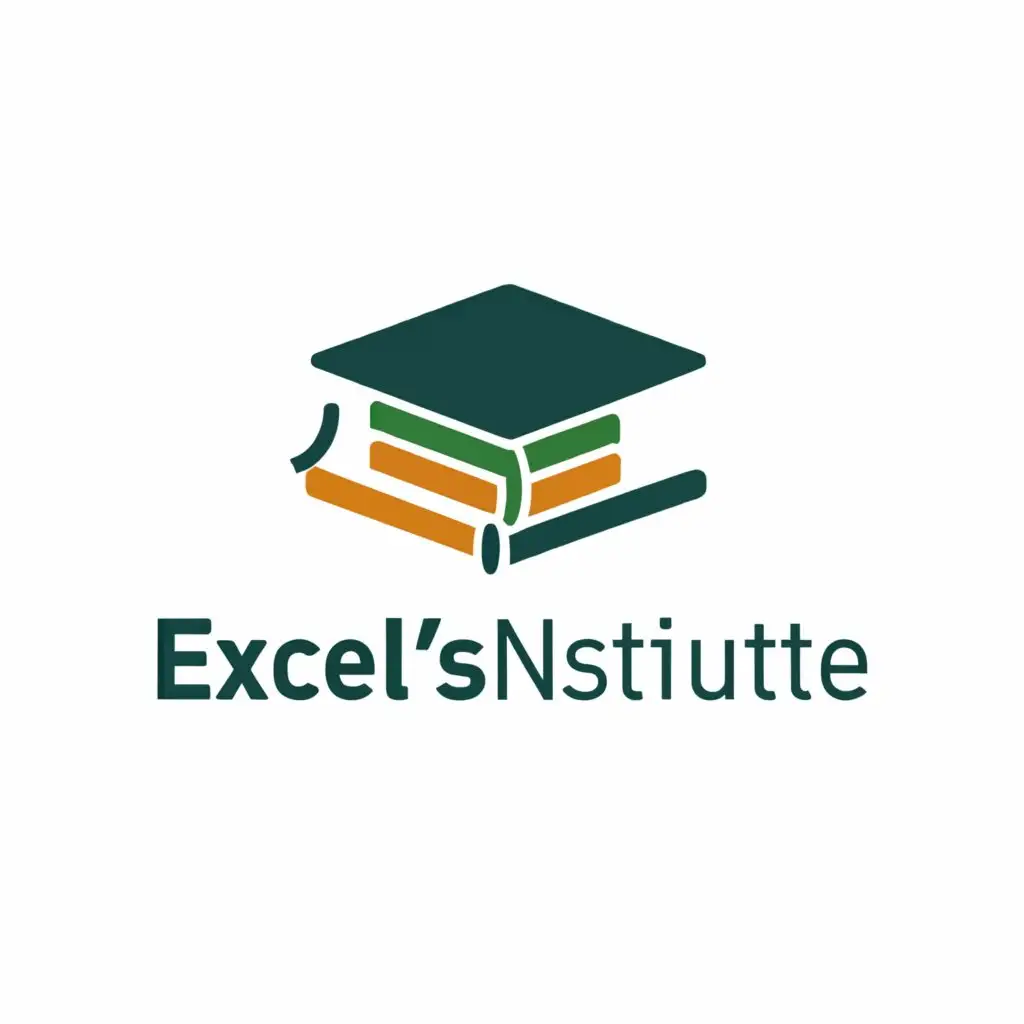 a logo design,with the text "Excel's Institute", main symbol:Graduation cap and Books,Moderate,be used in Education industry,clear background