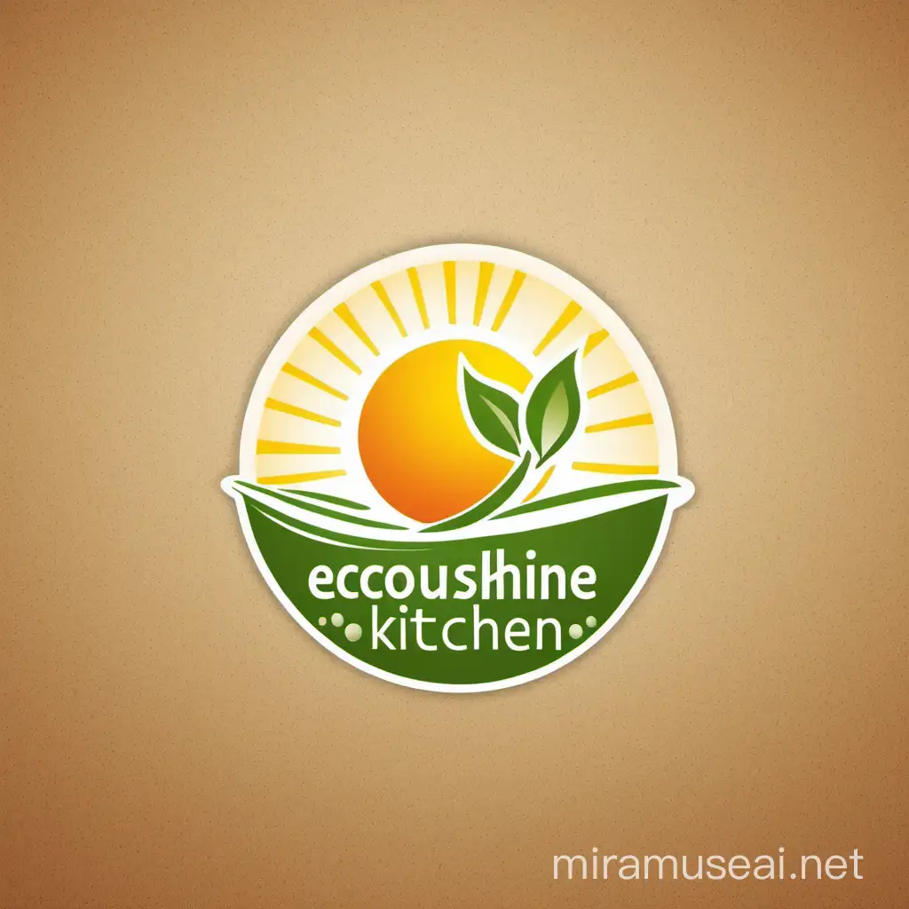 EcoSunshine Solar Kitchen Logo Design Sustainable Cooking in Bright Rays