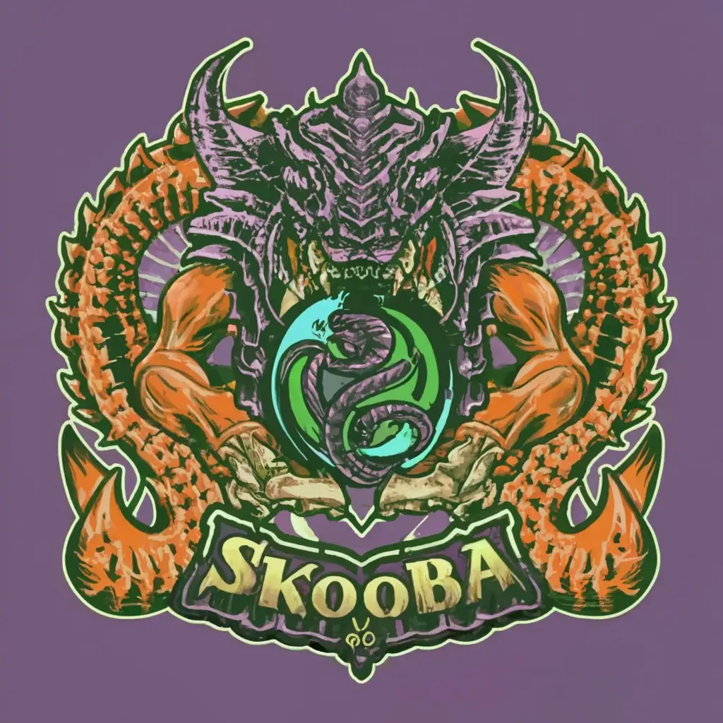 LOGO-Design-for-Skooba-Green-and-Purple-Dragonscubaouroboroswolf-Axe-Theme