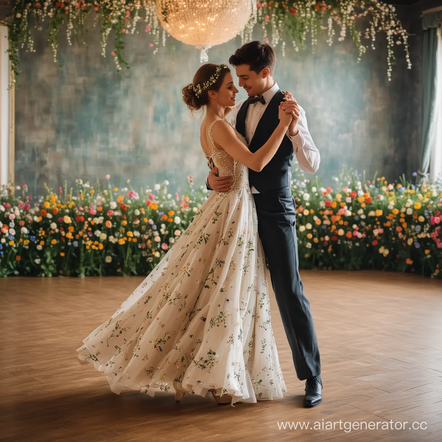 Young-Couple-Dancing-at-WildflowerThemed-Ball