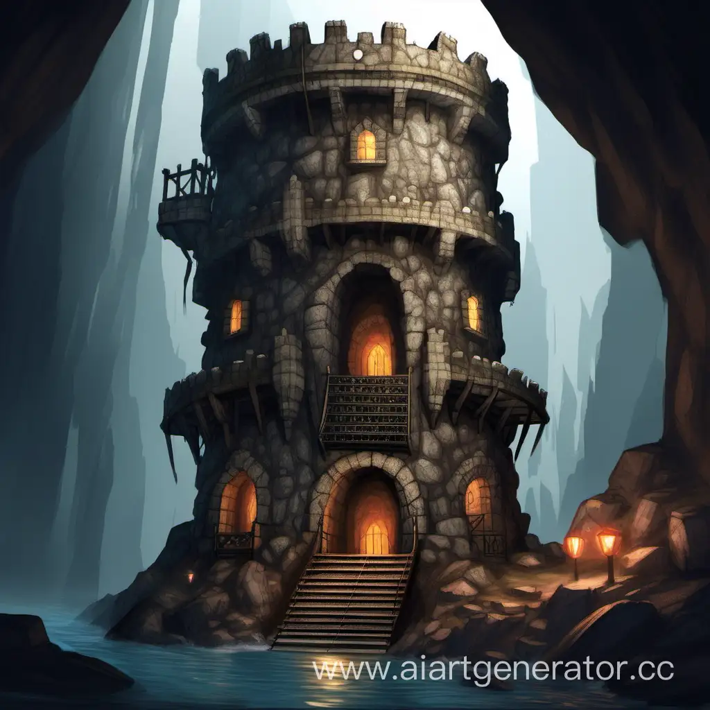 DND underground cave city medieval tower