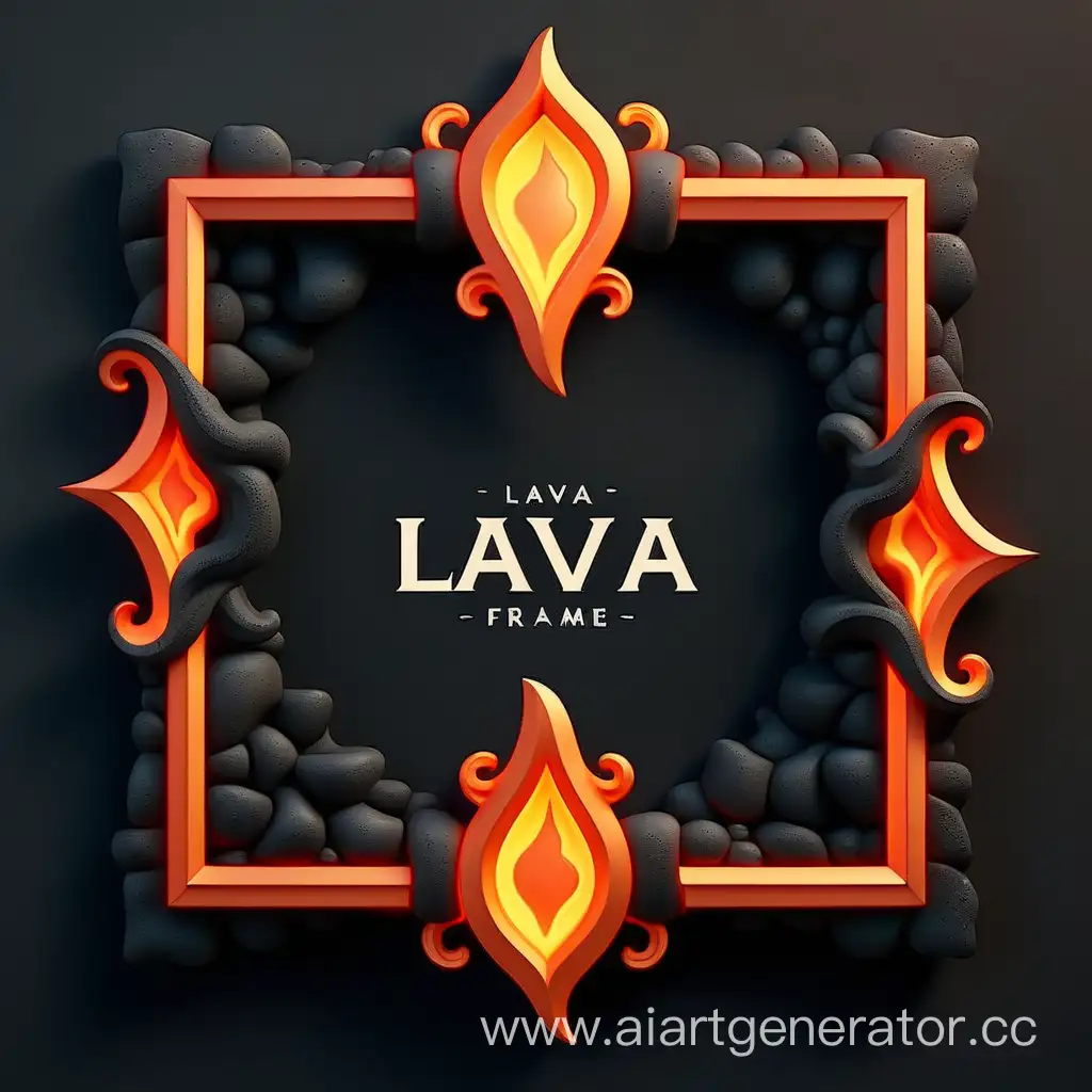 Simple logo of lava vintage frame, made of lava.