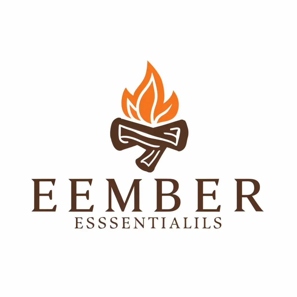 a logo design,with the text "Ember Essentials", main symbol:firewood with flames,Moderate,clear background