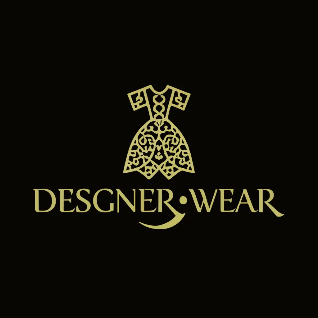 a logo design,with the text "DESIGNER_WEAR", main symbol:FANCY ASIAN DRESS,Moderate,be used in Retail industry,clear background