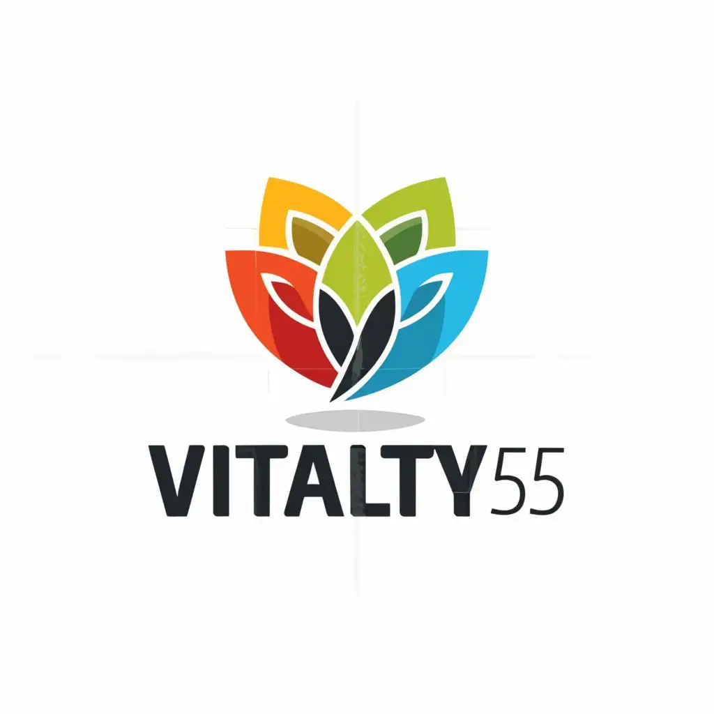a logo design,with the text "Vitality 55", main symbol:Health,Minimalistic,clear background