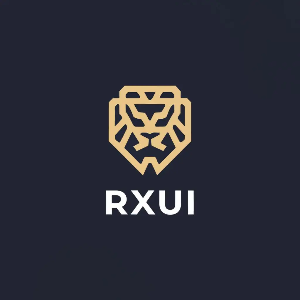 a logo design,with the text "rxui", main symbol:a lion,Minimalistic,be used in Internet industry,clear background