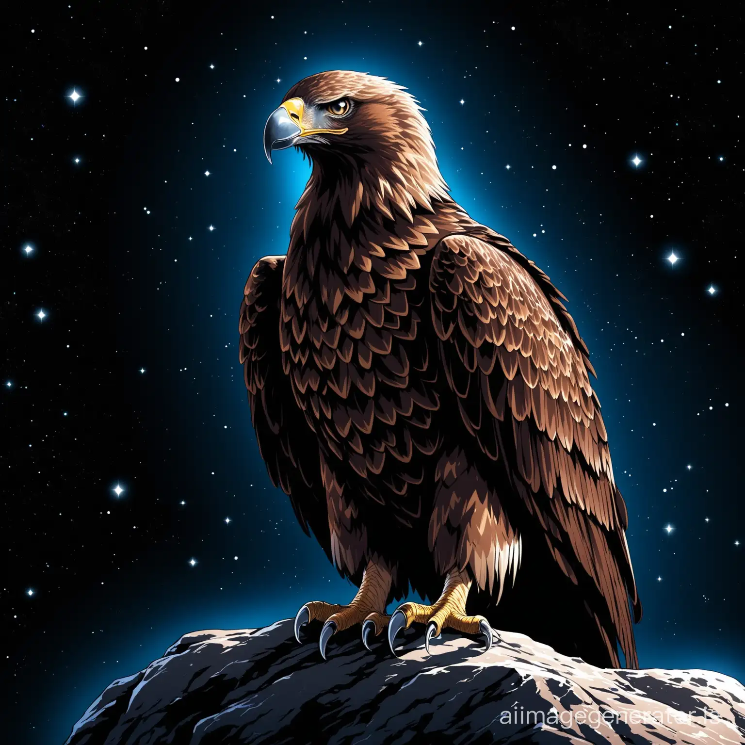 Majestic-Brown-Eagle-Perched-on-Rocky-Outcrop-with-Detailed-Feathers-and-Carefully-Crafted-Lighting