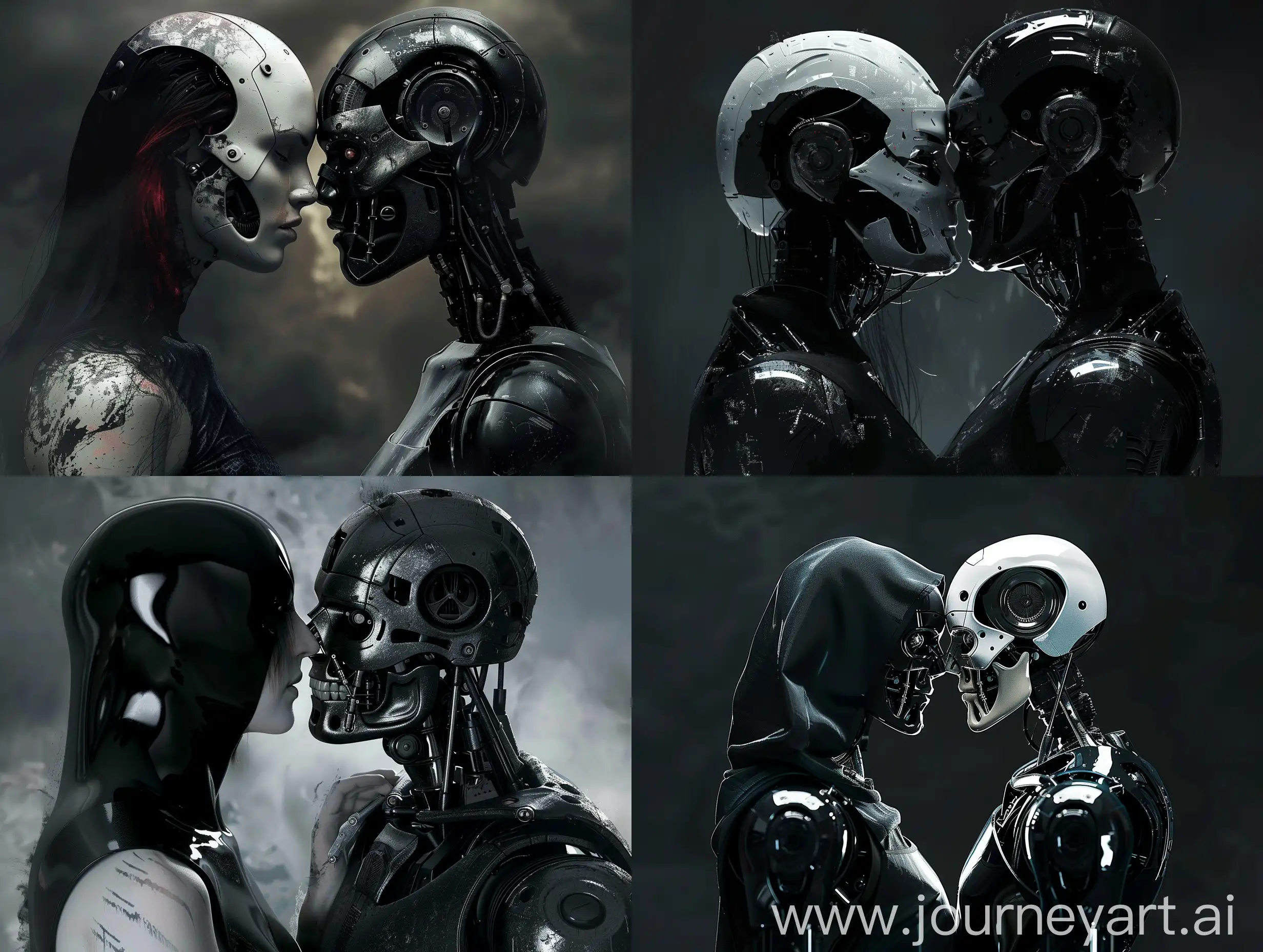 love, death, robot, futurism, surrealism, contrast, dark style, movie poster