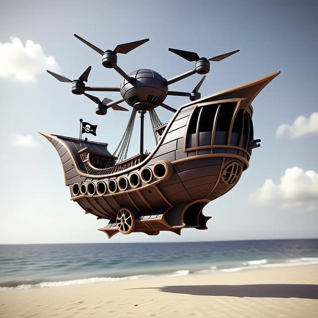 Pirate Ship Drone Flying in the Caribbean