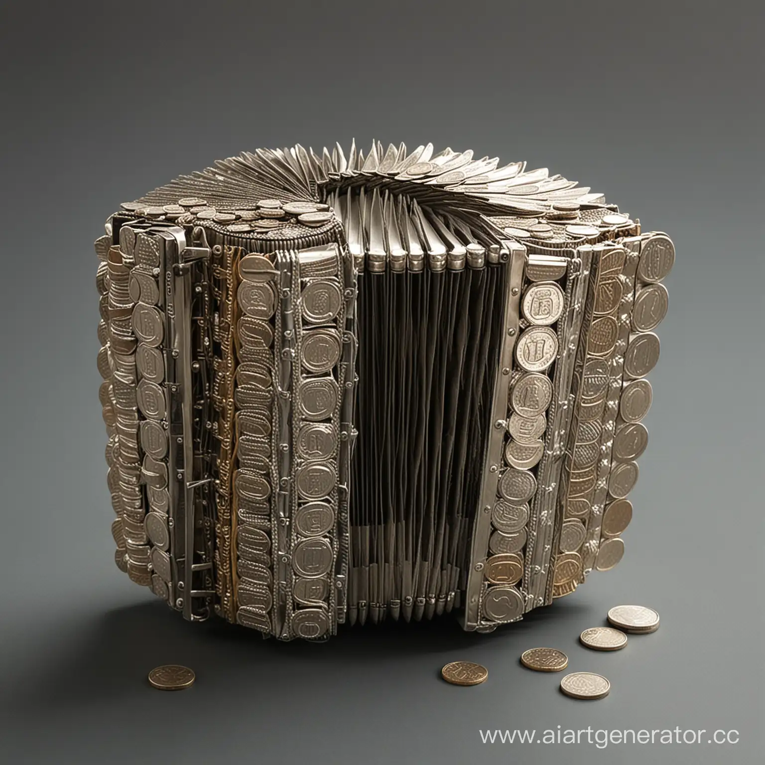 Creative-Accordion-Craft-Musical-Instrument-Made-of-Coins