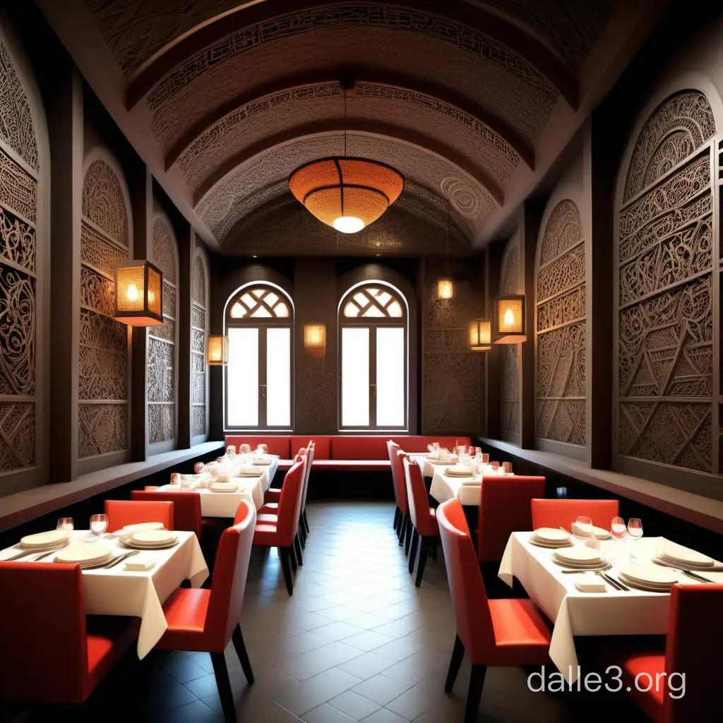 ancient Parsiyan restaurant interior design in modern architecture
