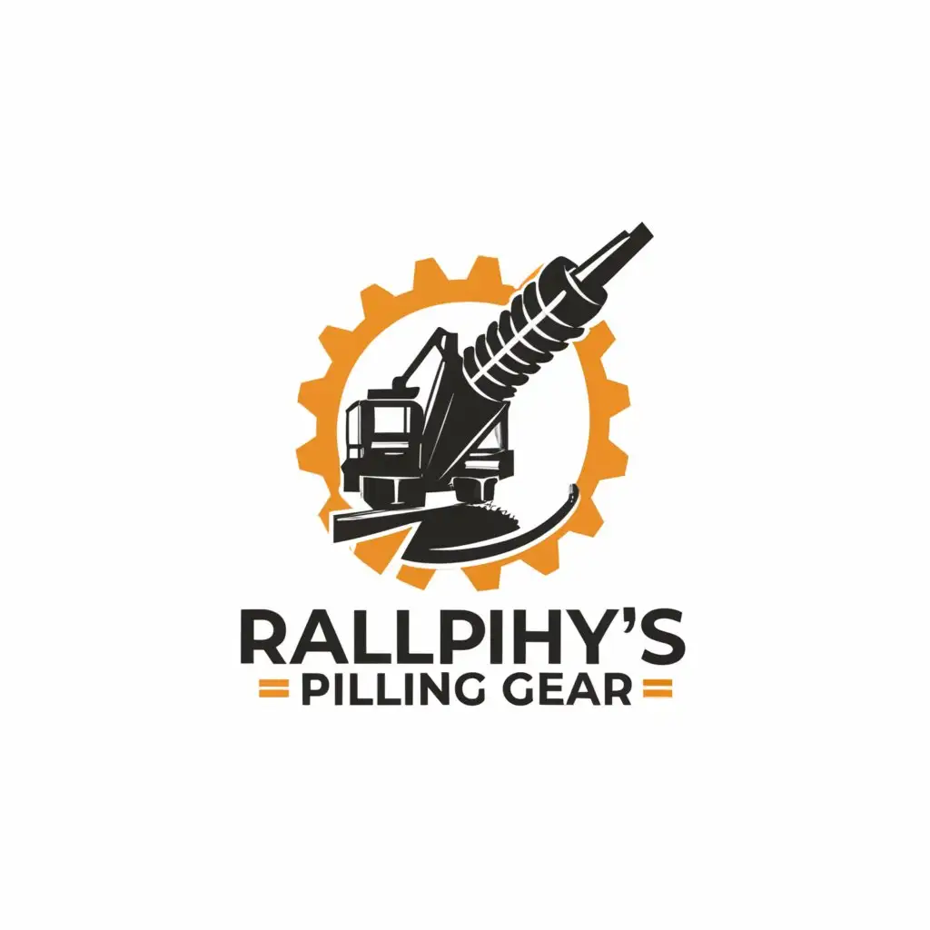 a logo design,with the text "Ralphy's Piling Gear", main symbol:Drill rig,Moderate,be used in Construction industry,clear background