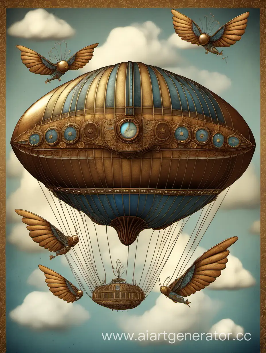 Fantastical-Winged-Dirigible-with-Intricate-Brown-Blue-and-Golden-Details