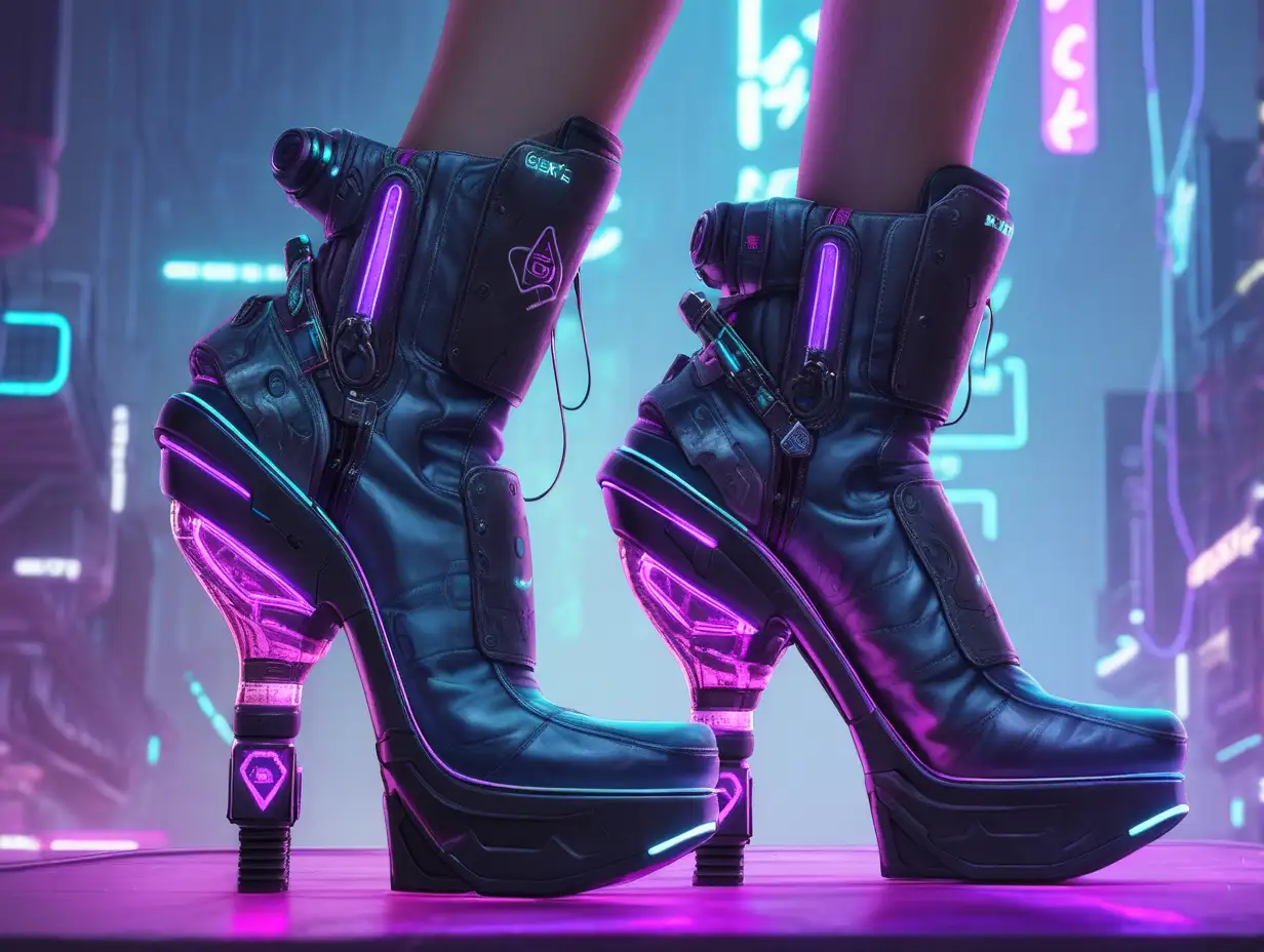 Futuristic Cyberpunk High Heels Fashion Showcase