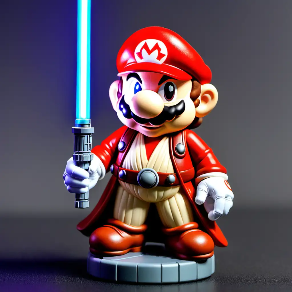 Star Wars Mario wielding Lightsaber as Jedi Master