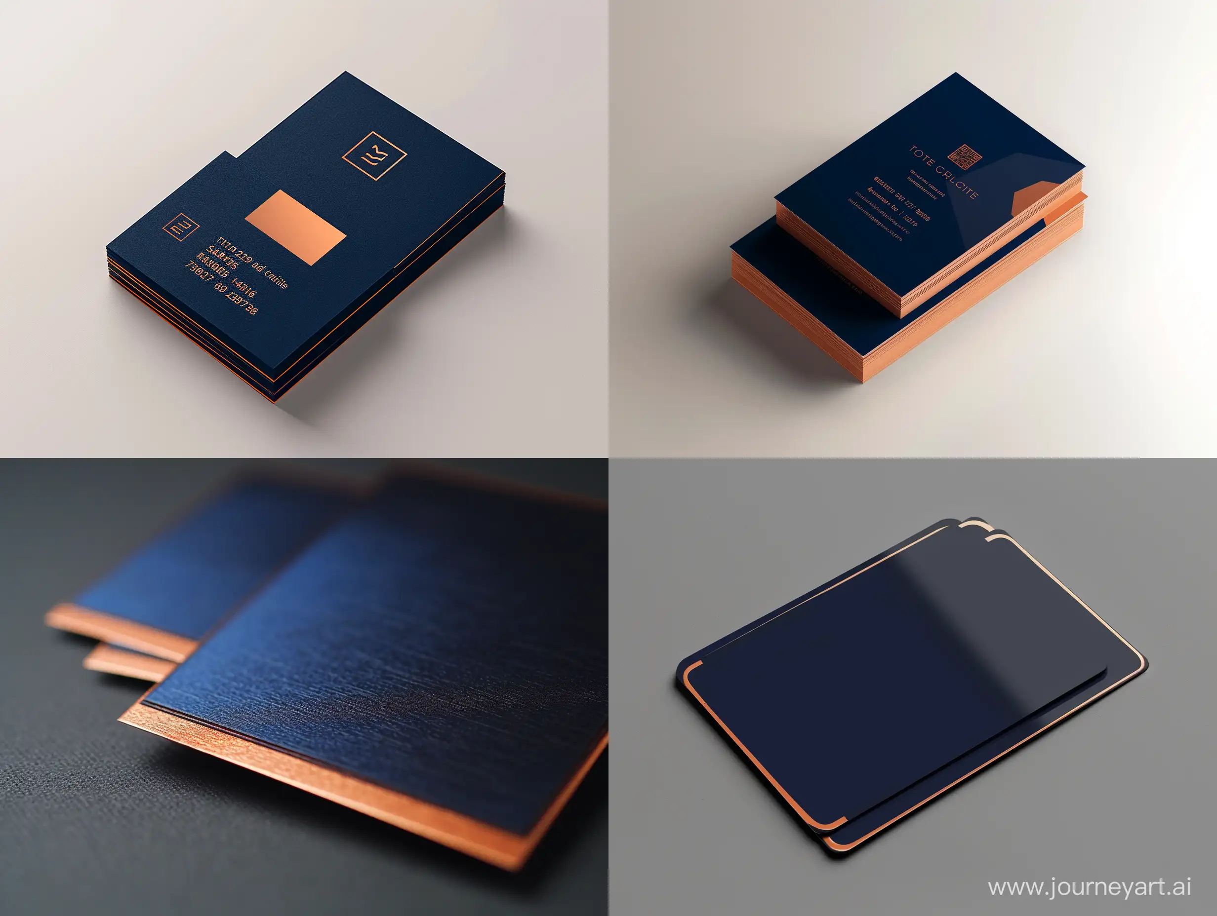 client's card, dark blue and copper