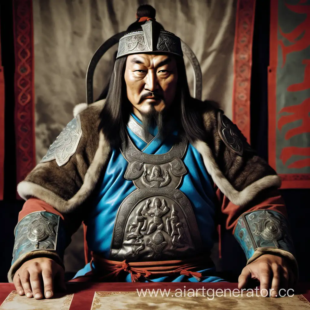 Genghis-Khan-Seated-at-the-Command-Table