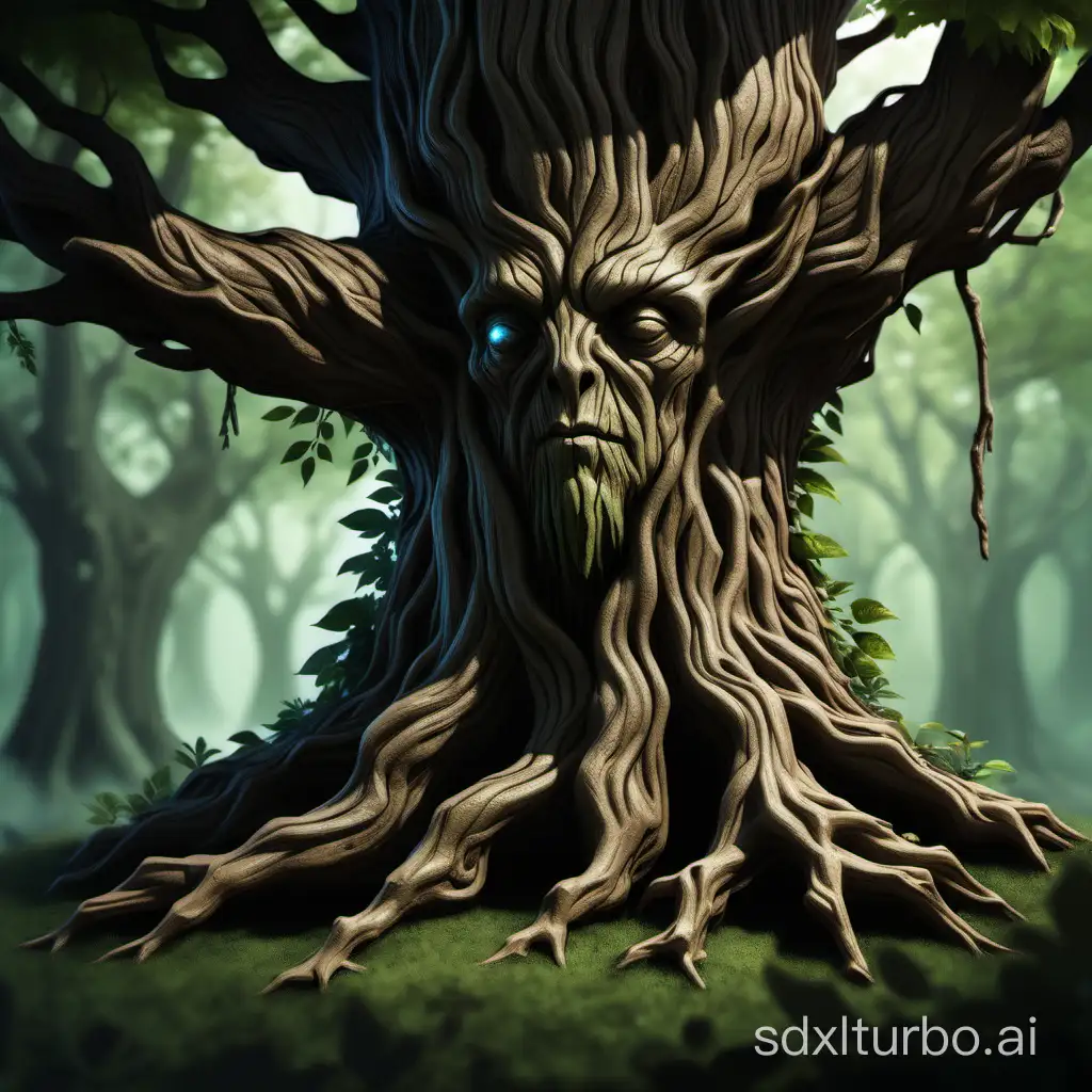 sleeping treeant rpg, living tree, humanoid tree, dnd