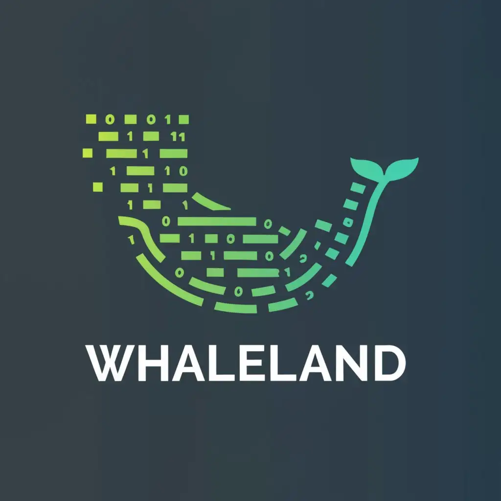 a logo design,with the text "Whaleland", main symbol:whale made by binary numbers,Moderate,clear background