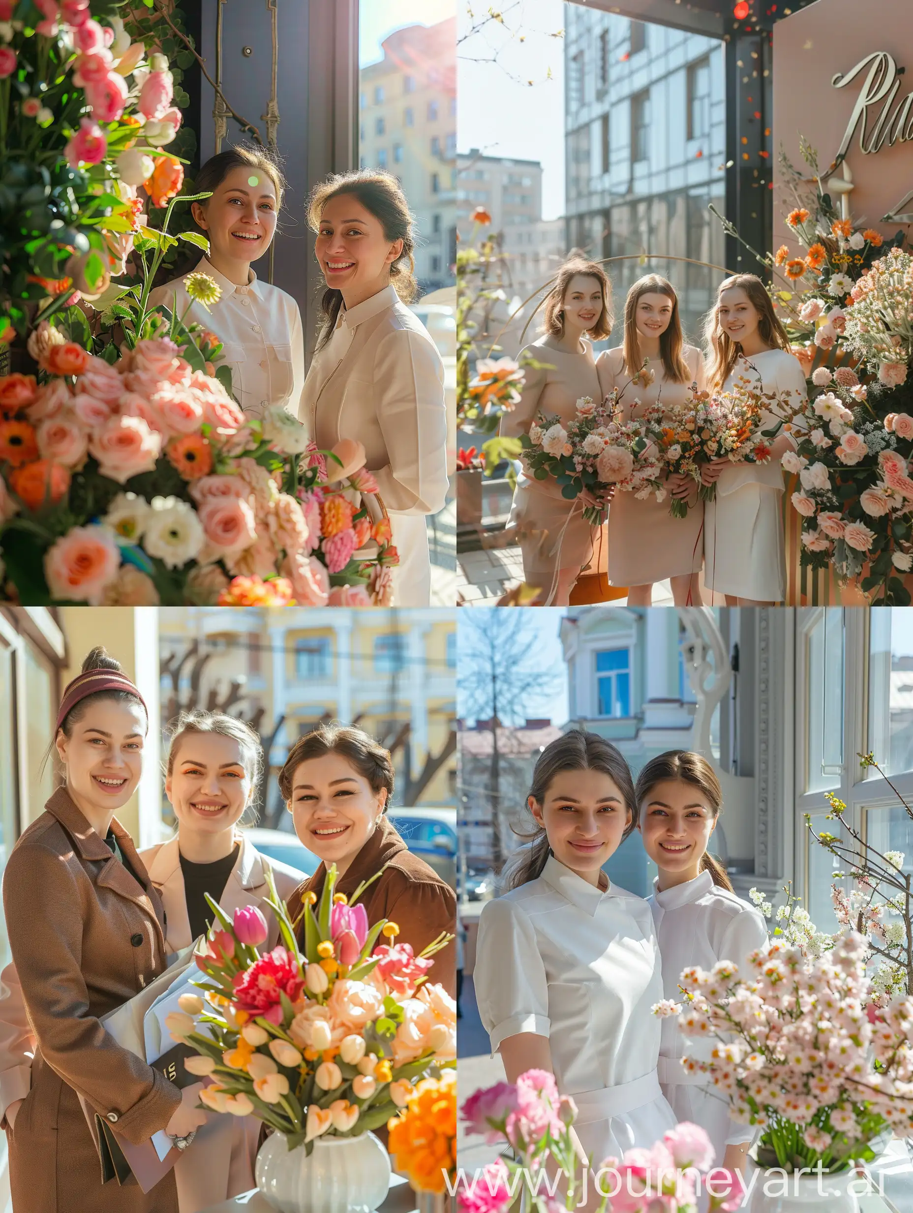 Radisson Hotel staff in russia, Women's Day beautuful decorations, flovers, happy women, bright sunny spring day