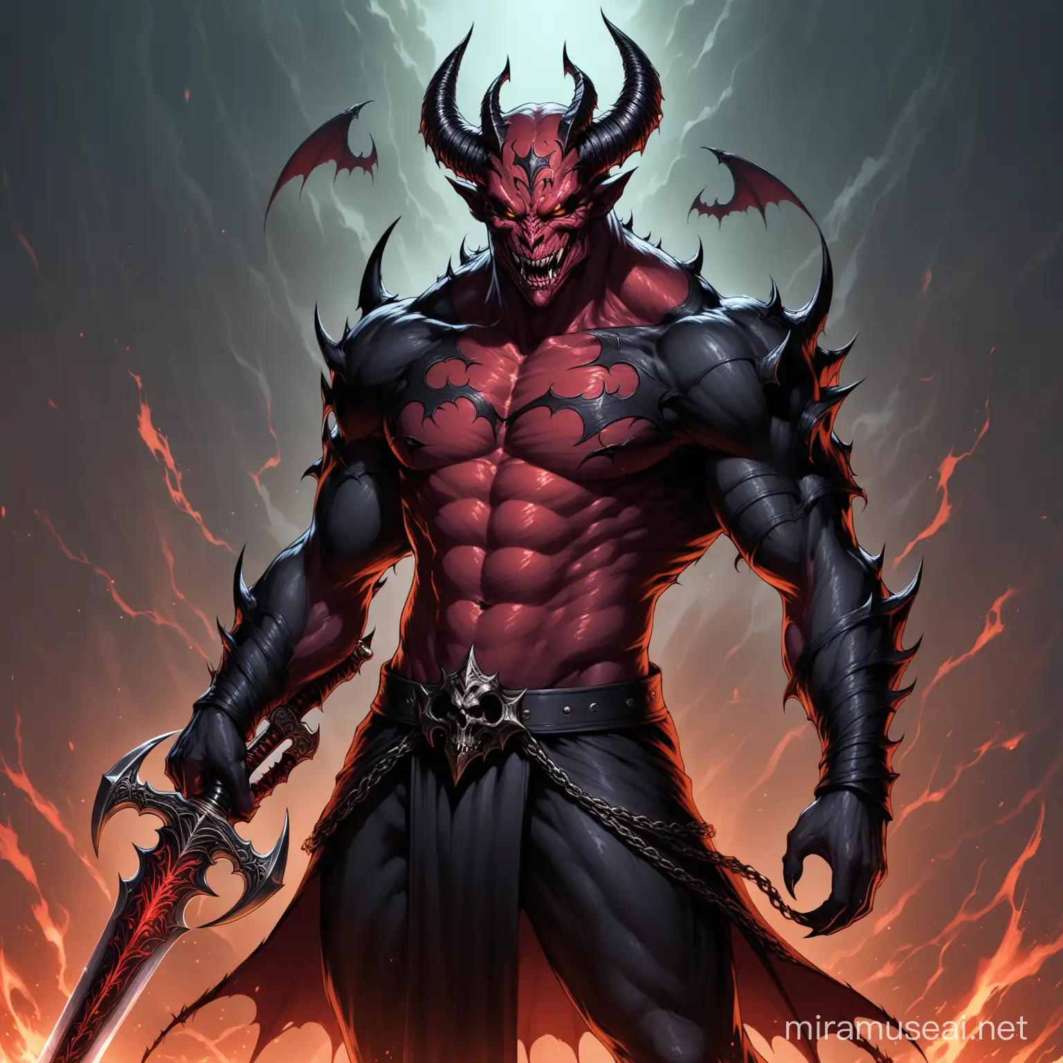 Powerful Demon Warrior with Sword in High Definition Detail